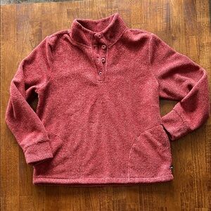 Eddie Bauer women’s Henley style fleece pullover rustic cozy with pockets size L